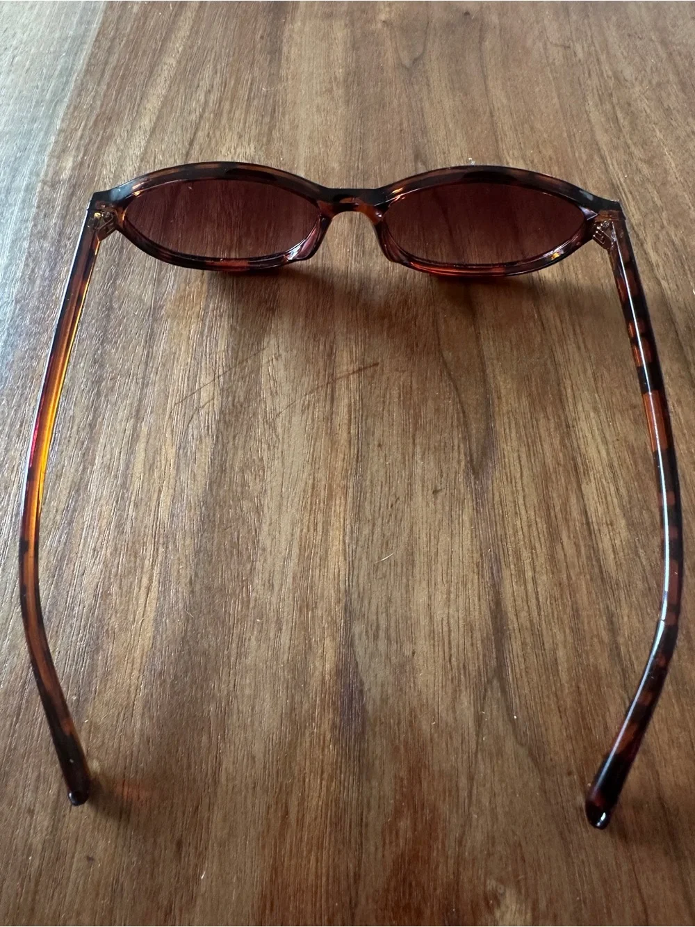 Tortoiseshell Slim Oval Sunglasses - Brown